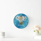 Gepersonaliseerde beschermengel en Bloemen Ronde Klok (Huis)