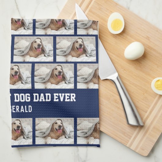 Gepersonaliseerde BEST DOG DAD EVER Foto Keuken Ha Theedoek (Quarter Fold)