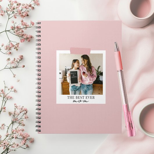 Gepersonaliseerde Best Ever Mom Foto Roze Notitieboek