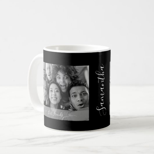 Gepersonaliseerde Best Friends Foto Zwart-wit Koffiemok (Voorkant links)