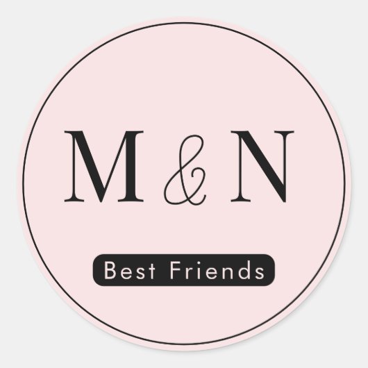 Gepersonaliseerde Best Friends Monogram Sticker (Voorkant)