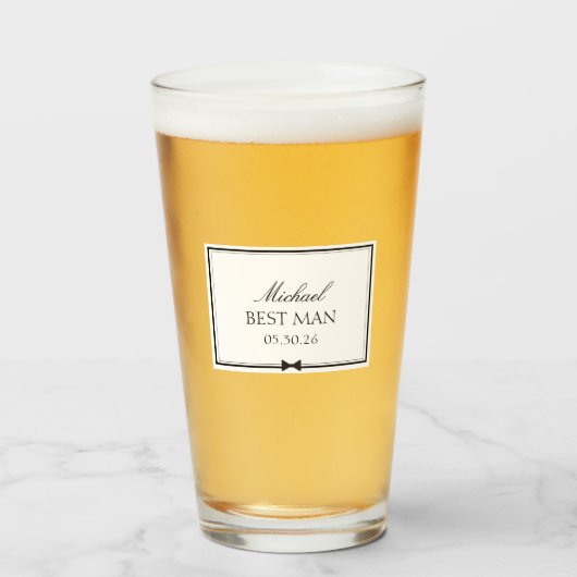 Gepersonaliseerde Best Man Bowtie Wedding Party Gi Glas (Voorkant gevuld)