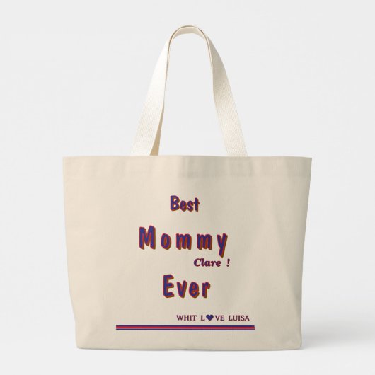 Gepersonaliseerde BEST MOM EVER 10 Script Grote Tote Bag (Achterkant)