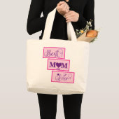 Gepersonaliseerde BEST MOM EVER 15 Script Groot Ta Grote Tote Bag (Voorkant (product))
