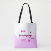 Gepersonaliseerde BEST MOM EVER roze en roos a Tote Bag (Voorkant)