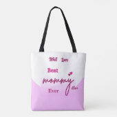 Gepersonaliseerde BEST MOM EVER roze en roos B Tote Bag (Achterkant)