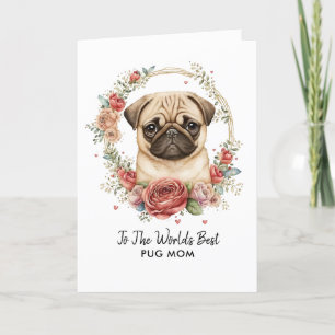 Gepersonaliseerde Best Pug Dog Mom Moederdag Feestdagen Kaart