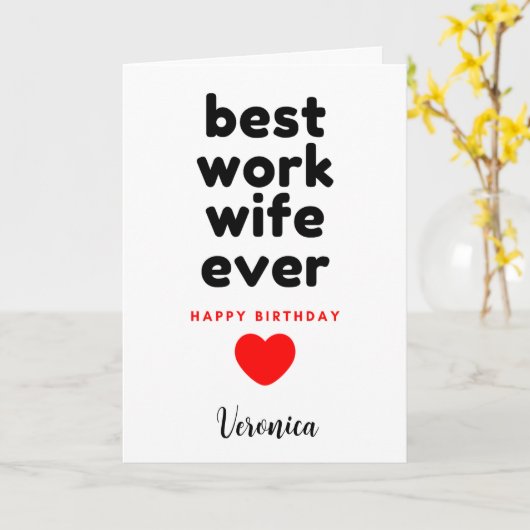 Gepersonaliseerde Best Work Vrouw Verjaardag Kaart (Gele Bloem)