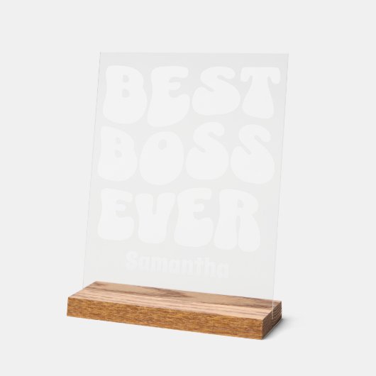 Gepersonaliseerde beste baas ooit aangepaste naam acryl bord (Hoek)