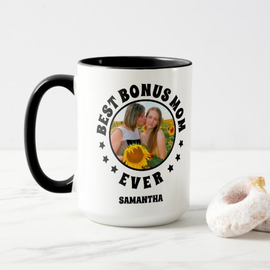 Gepersonaliseerde Beste Bonus Moeder Ooit Moederda Mok (Met donut)