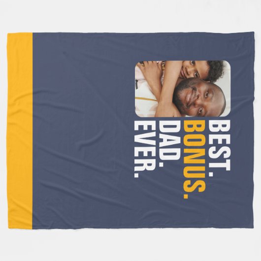 Gepersonaliseerde beste bonus vader ooit stiefvade fleece deken (Voorkant (Horizontaal))