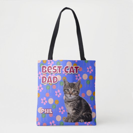 Gepersonaliseerde Beste Cat Dad - Vaderdag Pet Fot Tote Bag (Voorkant)