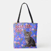 Gepersonaliseerde Beste Cat Dad - Vaderdag Pet Fot Tote Bag (Achterkant)