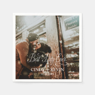 Gepersonaliseerde Beste Dag Ooit Foto Trouwpapier Servet