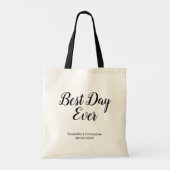 Gepersonaliseerde beste dag-op-dag-bruiloft dubbel tote bag (Achterkant)