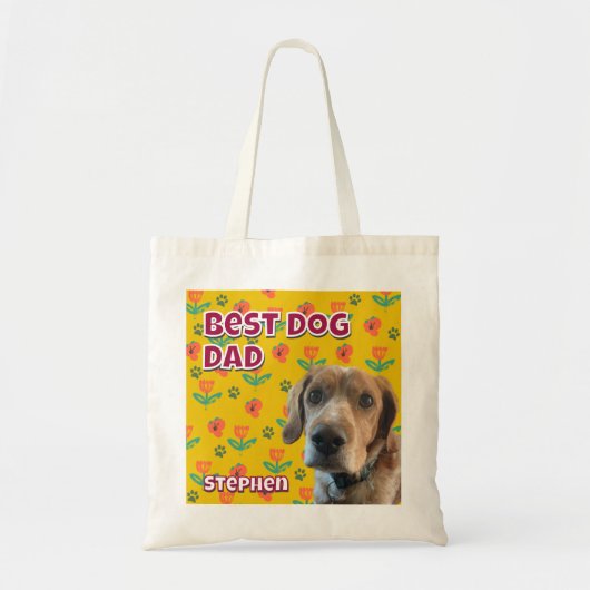 Gepersonaliseerde Beste Dog Dad - Pet Photo Vaderd Tote Bag (Voorkant)