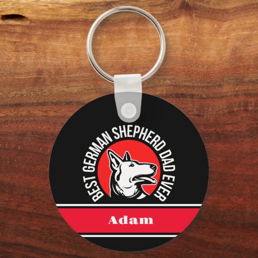 Gepersonaliseerde beste Duitse herder papa ooit Sleutelhanger (Voorkant)