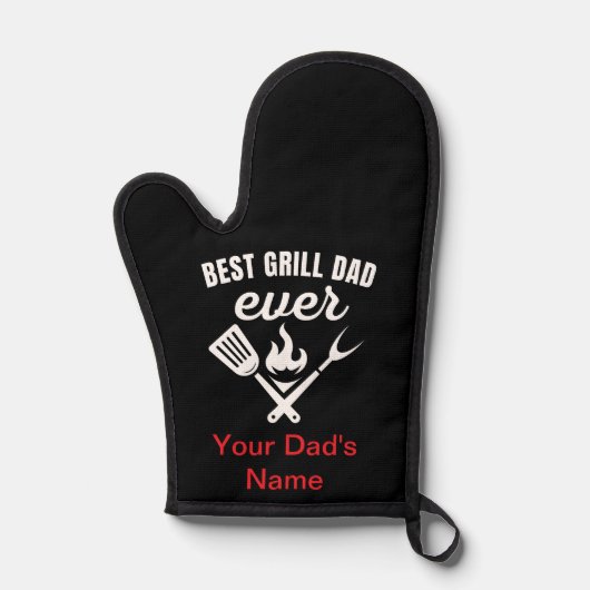 Gepersonaliseerde Beste Grill Dad Ooit Oven Mitt e Ovenwant (Voorkant)