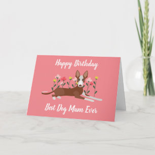 Gepersonaliseerde beste hond Mam Podenco Roze Flor Kaart