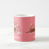 Gepersonaliseerde beste hond Mam Podenco Roze Flor Koffiemok (Center)
