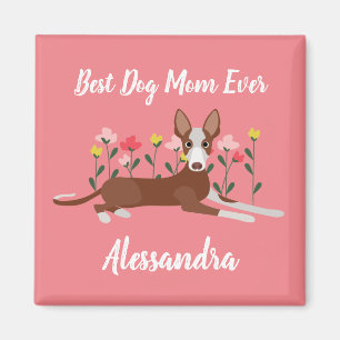 Gepersonaliseerde beste hond Mam Podenco Roze Flor Magneet