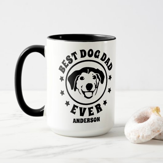 Gepersonaliseerde beste hond papa ooit aangepaste mok (Met donut)