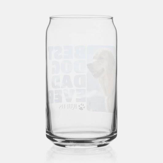 Gepersonaliseerde beste hond papa ooit blikvorm glas (Achterkant)