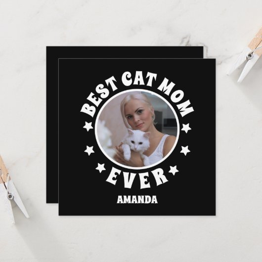 Gepersonaliseerde beste kat mam ooit aangepaste fo kaart (Voorkant / Achterkant in situ)