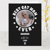 Gepersonaliseerde beste kat mam ooit aangepaste fo kaart (Gele Bloem)