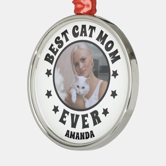 Gepersonaliseerde beste kat mam ooit aangepaste fo metalen ornament (Links)