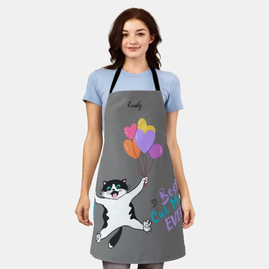 Gepersonaliseerde beste kat mam ooit all-over prin schort (Gedragen)