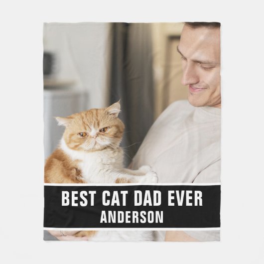 Gepersonaliseerde beste kat papa ooit aangepaste f fleece deken (Voorkant)