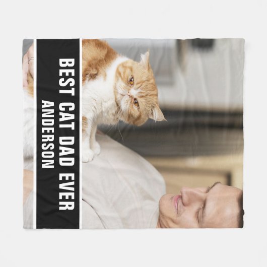 Gepersonaliseerde beste kat papa ooit aangepaste f fleece deken (Voorkant (Horizontaal))