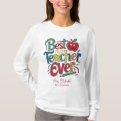 Gepersonaliseerde beste leraar ooit kleurrijk t-shirt (Voorkant)