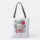 Gepersonaliseerde beste leraar ooit kleurrijk tote bag (Achterkant)