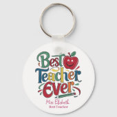 Gepersonaliseerde beste leraar ooit kleurrijke ron sleutelhanger (Voorkant)