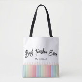 Gepersonaliseerde beste leraar ooit Rainbow Teache Tote Bag (Voorkant)