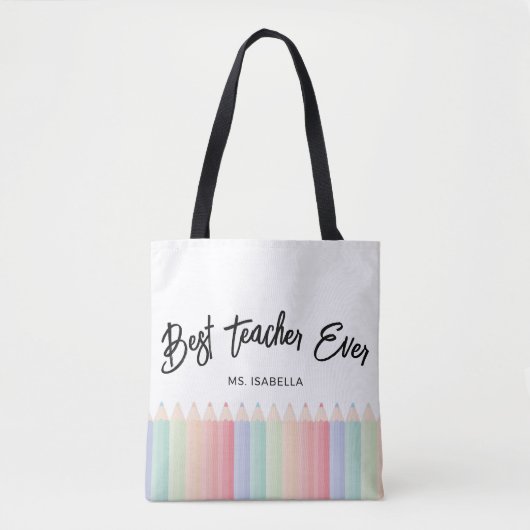 Gepersonaliseerde beste leraar ooit Rainbow Teache Tote Bag (Voorkant)