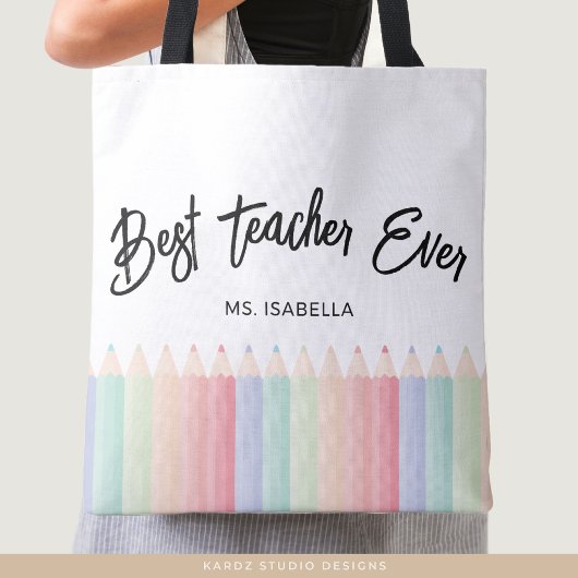 Gepersonaliseerde beste leraar ooit Rainbow Teache Tote Bag
