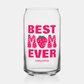 Gepersonaliseerde Beste Mam Ooit Aardbei Moederdag Blikvorm Glas (Voorkant)