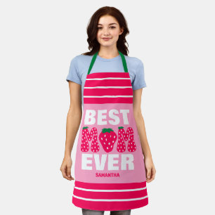 Gepersonaliseerde Beste Mam Ooit Aardbei Moederdag Schort