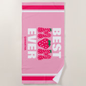 Gepersonaliseerde Beste Mam Ooit Aardbei Moederdag Strandlaken (Voorkant)