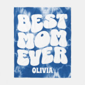 Gepersonaliseerde Beste Mam Ooit Blauwe Tie Dye Fleece Deken (Voorkant)