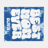 Gepersonaliseerde Beste Mam Ooit Blauwe Tie Dye Fleece Deken (Voorkant (Horizontaal))