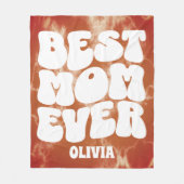 Gepersonaliseerde Beste Mam Ooit Bruin Tie Dye Fleece Deken (Voorkant)
