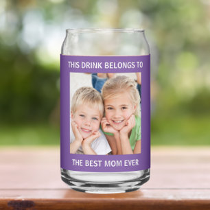 Gepersonaliseerde beste mam ooit foto Paarse Blikvorm Glas