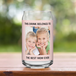 Gepersonaliseerde Beste Mam Ooit Foto Roze Blikvorm Glas