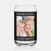 Gepersonaliseerde beste mam ooit foto zwart blikvorm glas (Voorkant)