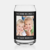 Gepersonaliseerde beste mam ooit foto zwart blikvorm glas (Achterkant)