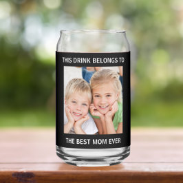 Gepersonaliseerde beste mam ooit foto zwart blikvorm glas